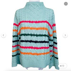 John + Jenn Cable-Knit Striped Sweater Anthropologie L